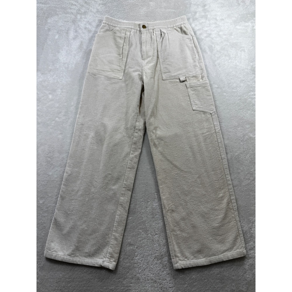 Altar'd State Womens Cargo Corduroy Cream Wide Leg Pants M Meas: 28x27.5